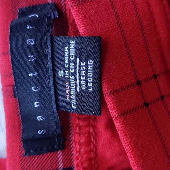 Sanctuary Grease Red/Black Plaid Leggings Size S - NWOT - Picture 4 of 9